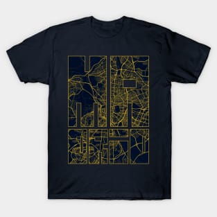 Madrid, Spain City Map Typography - Gold Art Deco T-Shirt